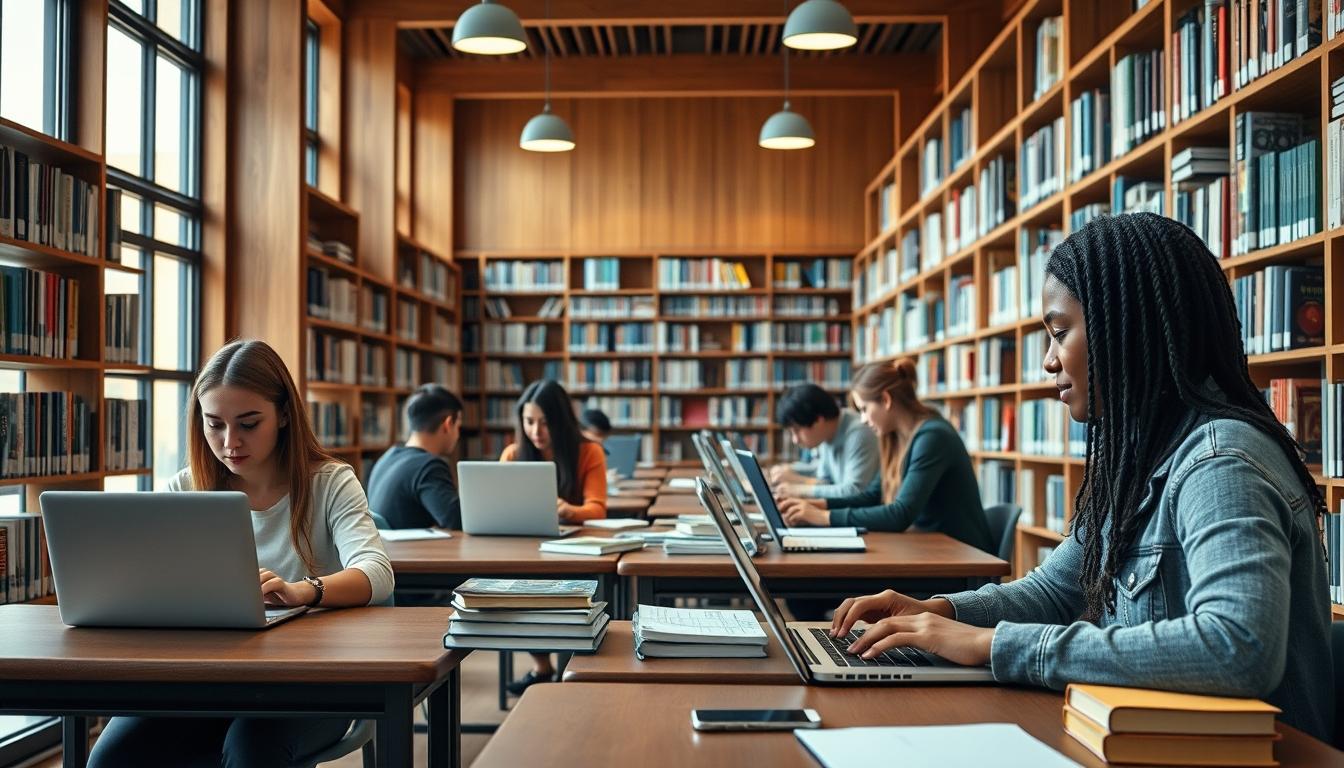 Students collaborating in study space